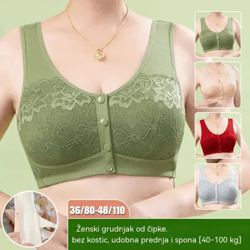 【Set od 3 dijela】【40-100kg】Ženski čipkasti grudnjak bez žice, udobna kopča naprijed