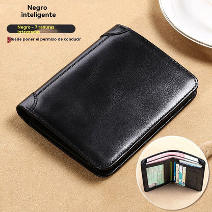 🐂✨ Nueva cartera de cuero genuino para hombre con sistema antirrobo