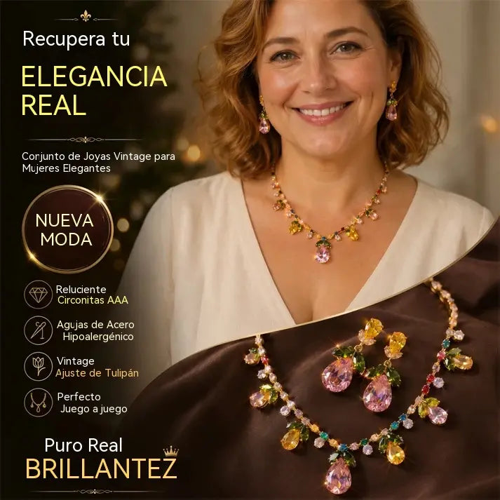 🌷👑Elegante conjunto de collar y pendientes de tulipán