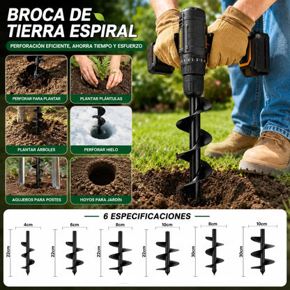 【22-45cm】Barrena de acero al carbono, utilizada para perforar tierra y hielo en árboles, plántulas y en horticultura.