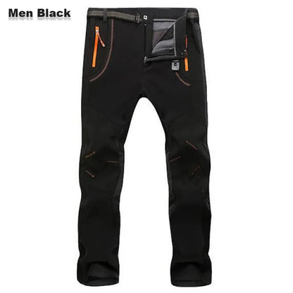 【S-5XL】Pantalones de senderismo para hombre, suaves, impermeables, a prueba de viento, transpirables, cálidos y gruesos, de polar para deportes al aire libre.