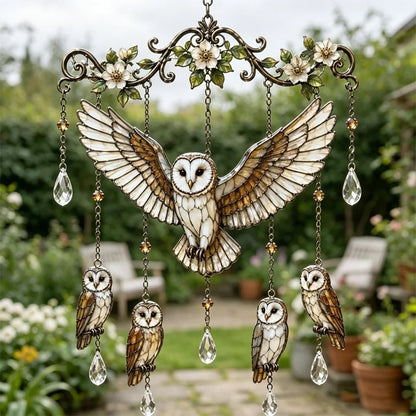 🐦Campanilla de viento de cristal con colibrí y diseño pintado de estilo retro.