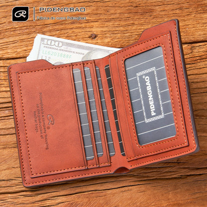 🎁🎁Nueva cartera informal para hombre, de piel repujada, elegante, vertical, delgada y con múltiples ranuras para tarjetas.