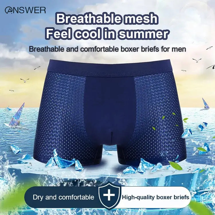 【40-100kg】【4 piezas 】2026 Nuevos calzoncillos bóxer de seda helada para hombre, modal, talla grande, con malla antibacteriana【L-4XL】