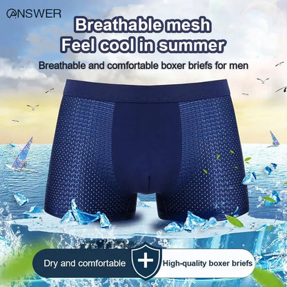 【40-100kg】【4 piezas 】2026 Nuevos calzoncillos bóxer de seda helada para hombre, modal, talla grande, con malla antibacteriana【L-4XL】
