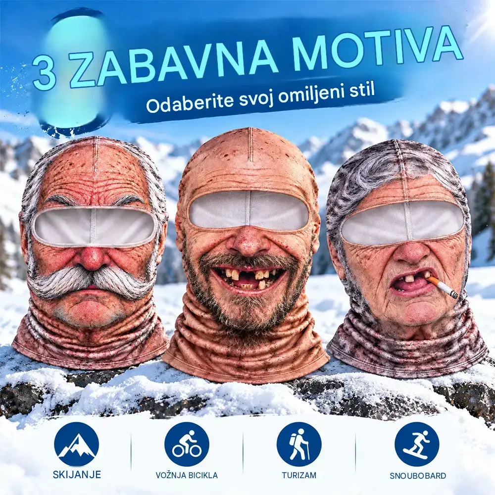 😎Zabavna 3D maska za lice koja grije, za zimske sportove na otvorenom