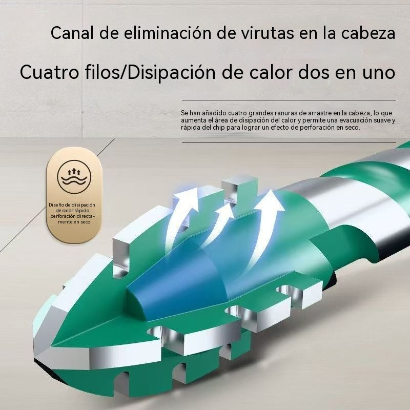 🔥【6+8+10+12mm】【4 piezas】Broca universal 4 filos: abre agujeros más rápidos, limpios y sin esfuerzo en todos los materiales.
