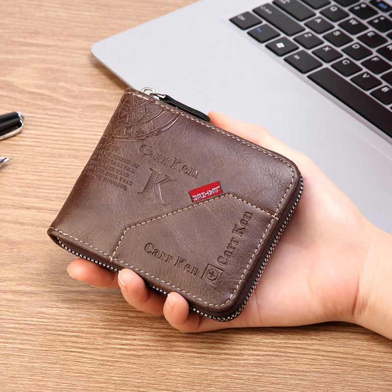 ⏰⏰⏰Oferta por tiempo limitado:😎Billetera con cremallera de estilo retro para hombre, figura pequeña gran capacidad💰