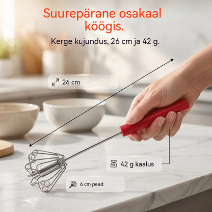 🥳Osta 1, saa 1 tasuta🥳💞Müüdud üle 50 000 ühiku!🥚💪 50% allahindlust! Poolautomaatne käsitsi munavahustaja: vajuta ja keeruta – elektrit pole vaja. Vahustab munad ja koore sekunditega. Randmesõbralik! ✨🧁