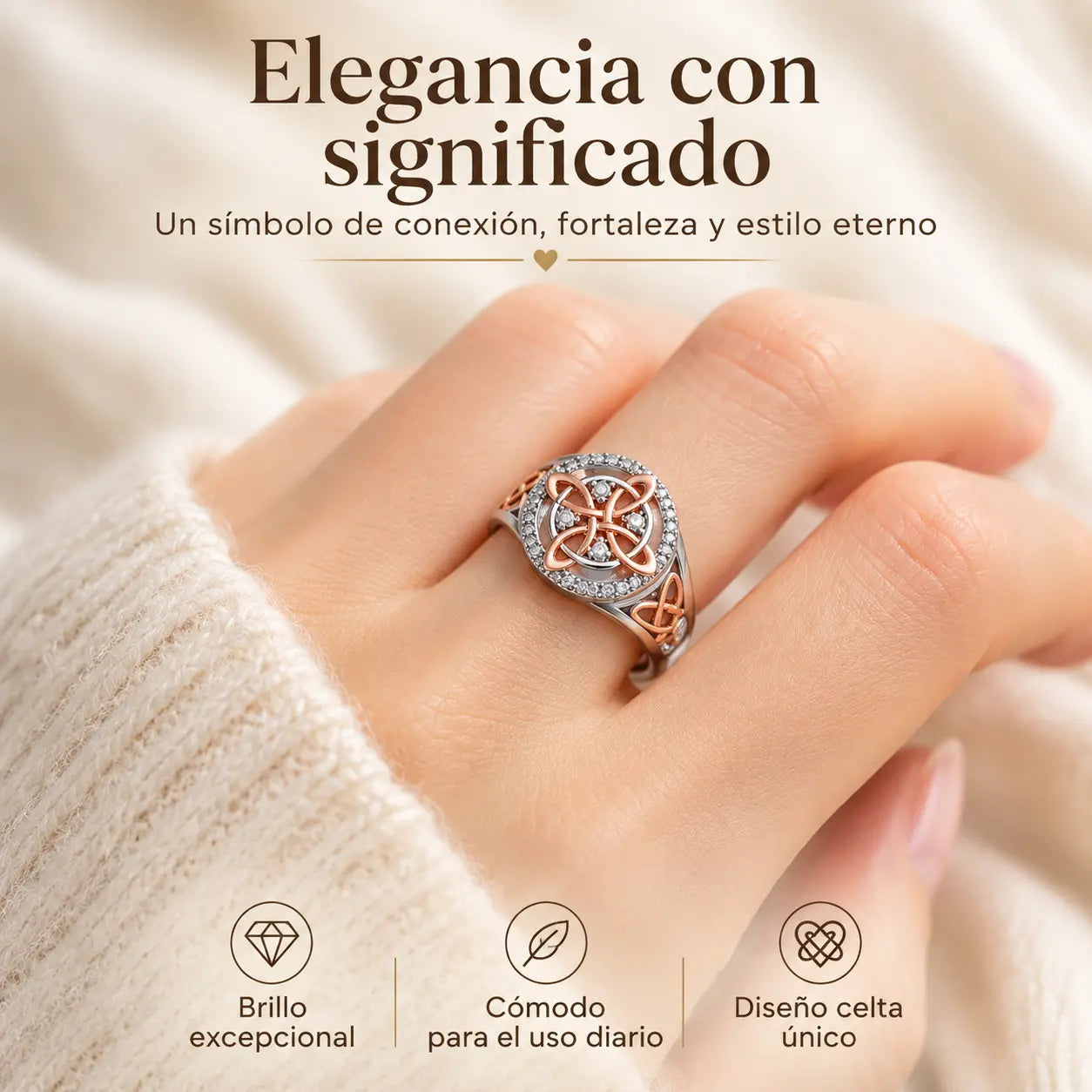 Plata 925 Anillo de protección con nudo de retorno de bruja hecho a mano