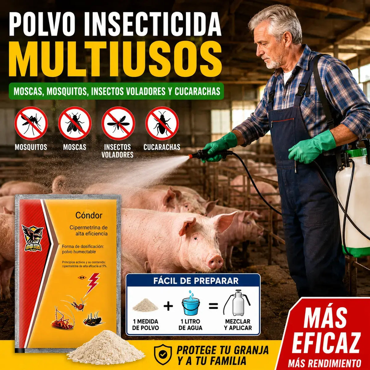 【5 PCS】Spray especial para matar mosquitos y moscas para granjas de cría
