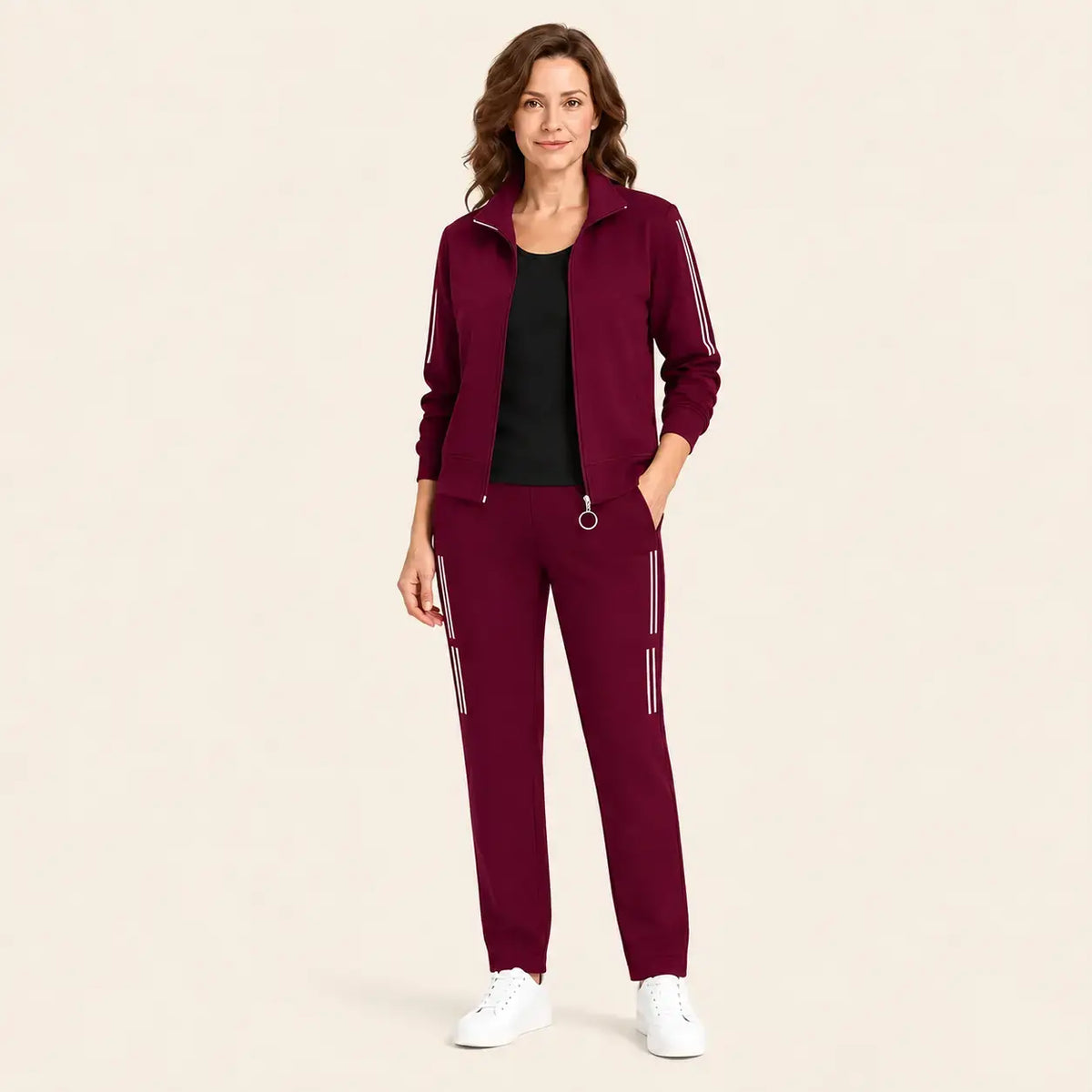 🌸 Eleganca in popolno udobje! Elegantna 3-delna trenirka za ženske (jakna z zadrgo + majica + hlače / Velikosti: M-6XL)! ✨
