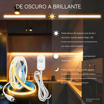 【2M】Tira de luces LED con sensor inteligente y sistema de iluminación automática, con adhesivo USB, ideal para cocinas, dormitorios y escaleras.