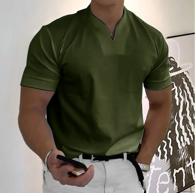 👕 Camisa de manga corta con cuello en V para hombre