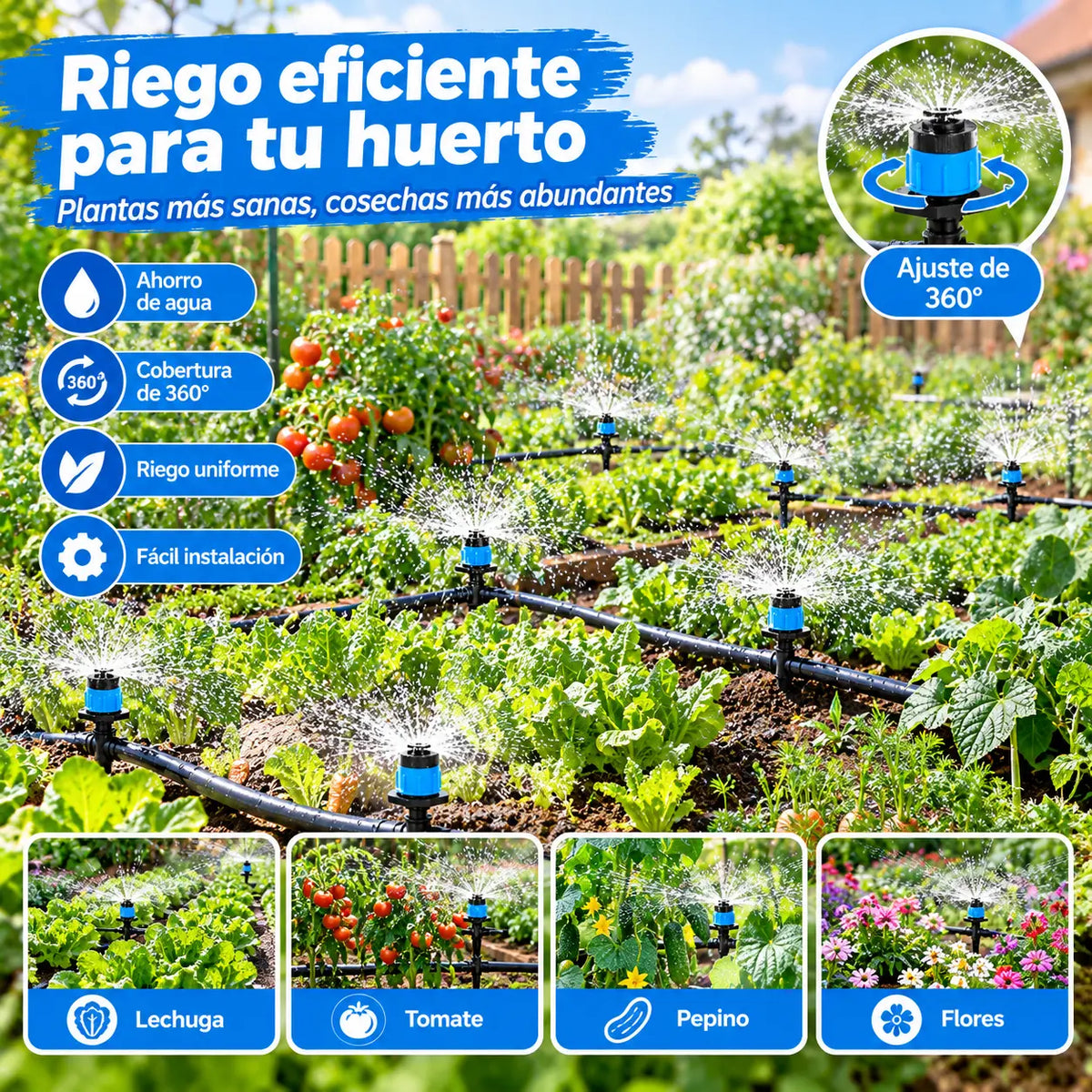 【100 piezas 22 euros】100 goteros de riego ajustables– ¡Ahorra agua, aumenta la producción!