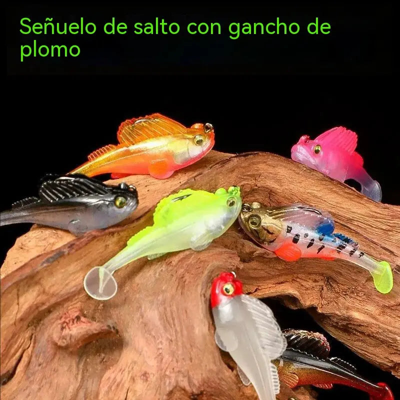 🎣🐟【artefacto de pesca】Juego de 8 señuelos blandos con cola en T