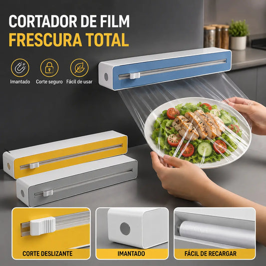 Cortador magnético de film transparente para pared, ideal para cortar y guardar.