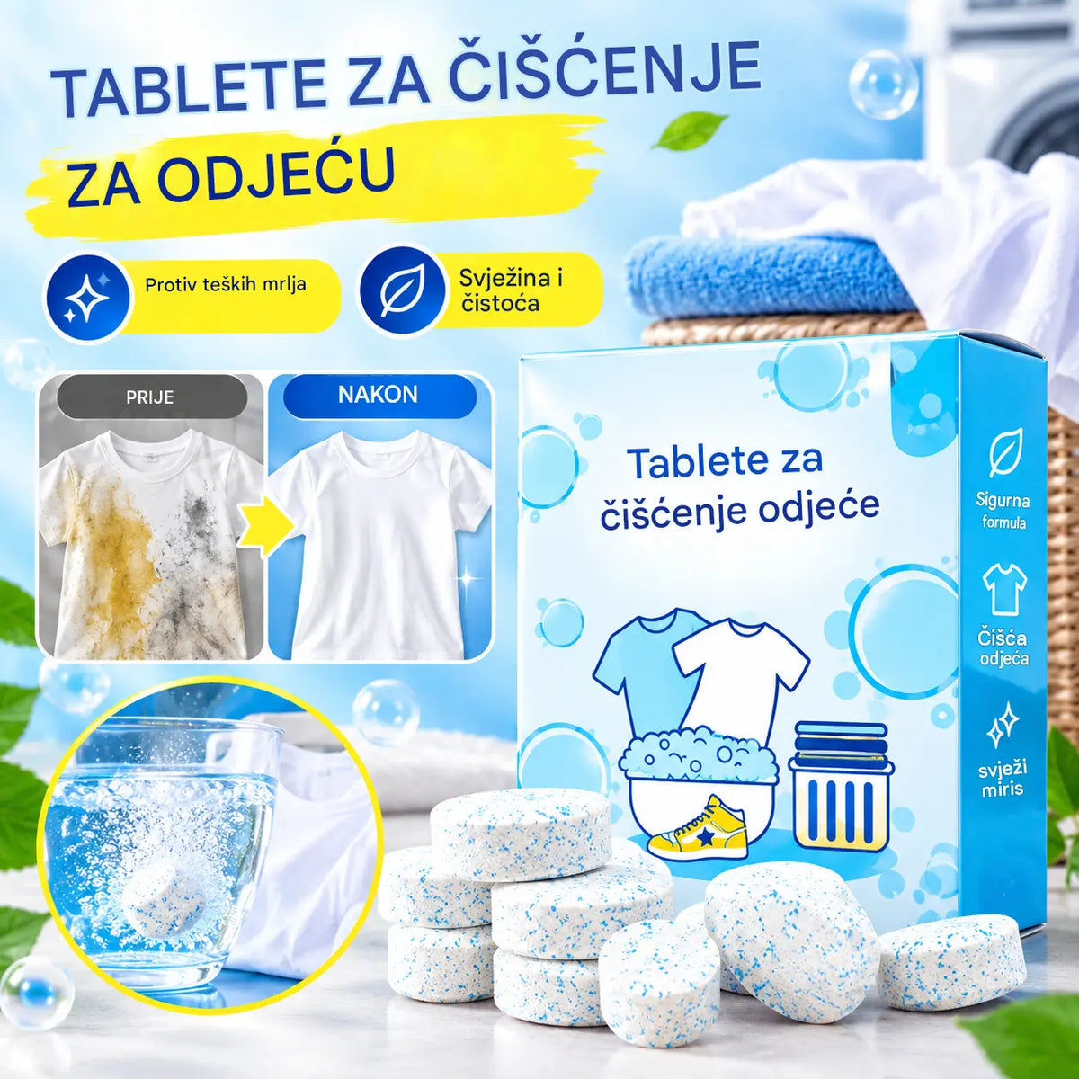 🎁【30 kom】Univerzalno sredstvo za čišćenje odjeće, kuhinje i perilice rublja