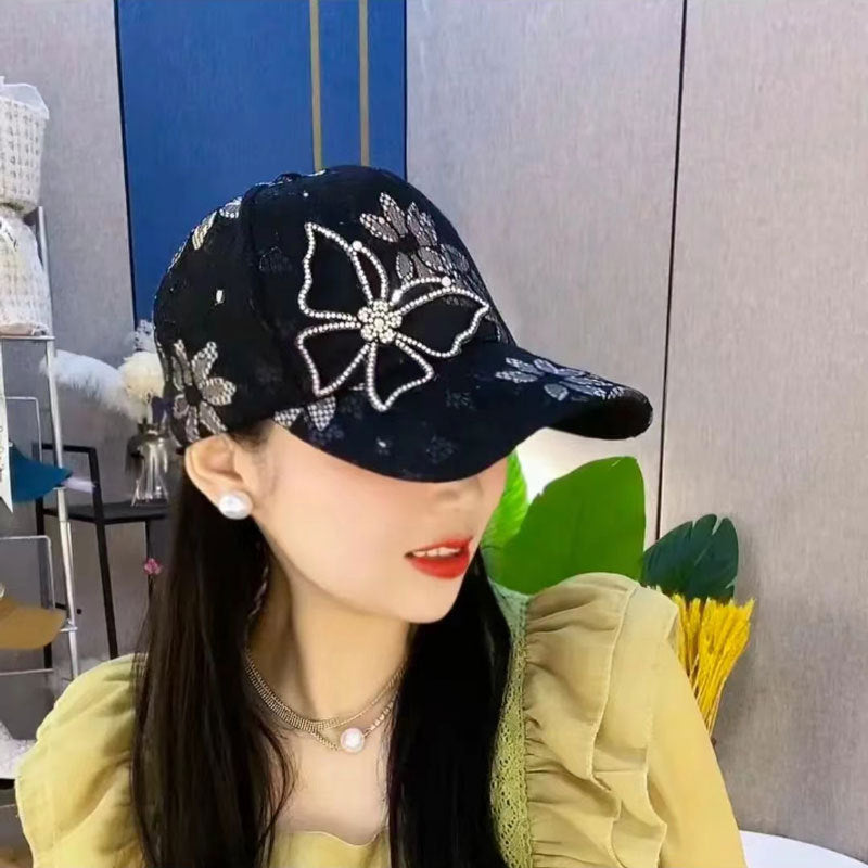 🦋 Gorra de béisbol de malla con estampado de mariposa y diamante: transpirable, de tamaño ajustable y perfecta para un look moderno y desenfadado ☀️