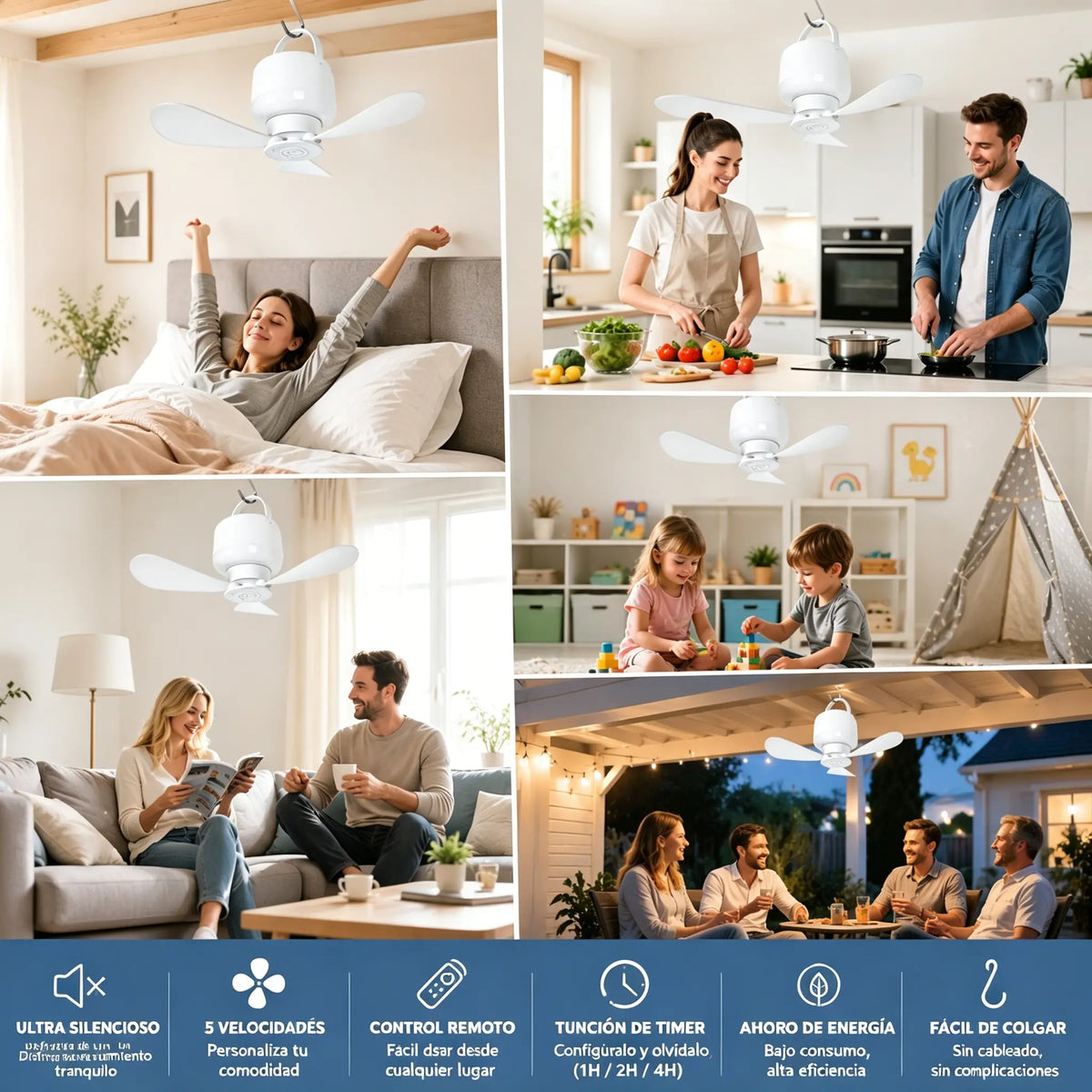 ⏰ Oferta por tiempo limitado: ¡Ventilador de techo recargable con luz LED! 🌬️✨