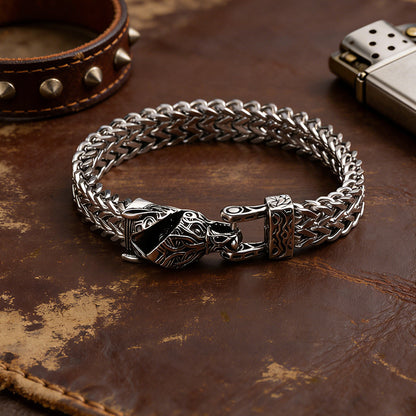 [Oferta especial de último día] Pulsera de hombre estilo retro punk con cabeza de serpiente y calavera.