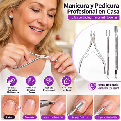 📢📢¡50% de descuento! ⏰Kit de cuidado de cutículas de acero inoxidable - 3 piezas