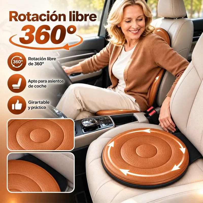 🚗🔄 Cojín Giratorio de 360° para Asiento de Coche | Asiento Rotatorio Portátil para Facilitar la Entrada y Salida del Vehículo