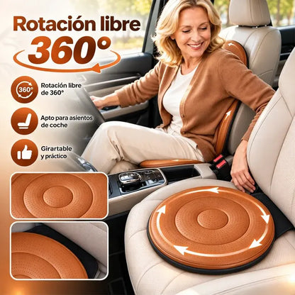 🚗🔄 Cojín Giratorio de 360° para Asiento de Coche | Asiento Rotatorio Portátil para Facilitar la Entrada y Salida del Vehículo