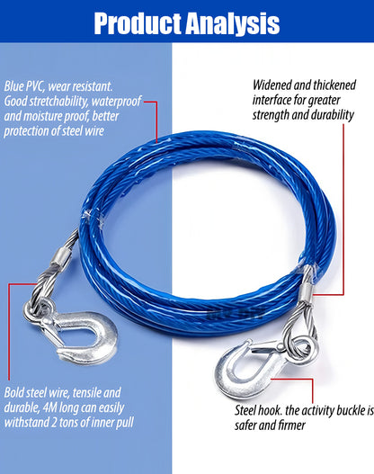 ⛓️🚗 Cuerda de remolque para automóvil, cuerda de tracción, cuerda de rescate – 4 m 3 toneladas