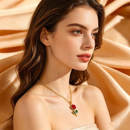 🔥Compra 1 y llévate 1 gratis🔥🌹💎 Collar con colgante de rosa para mujer