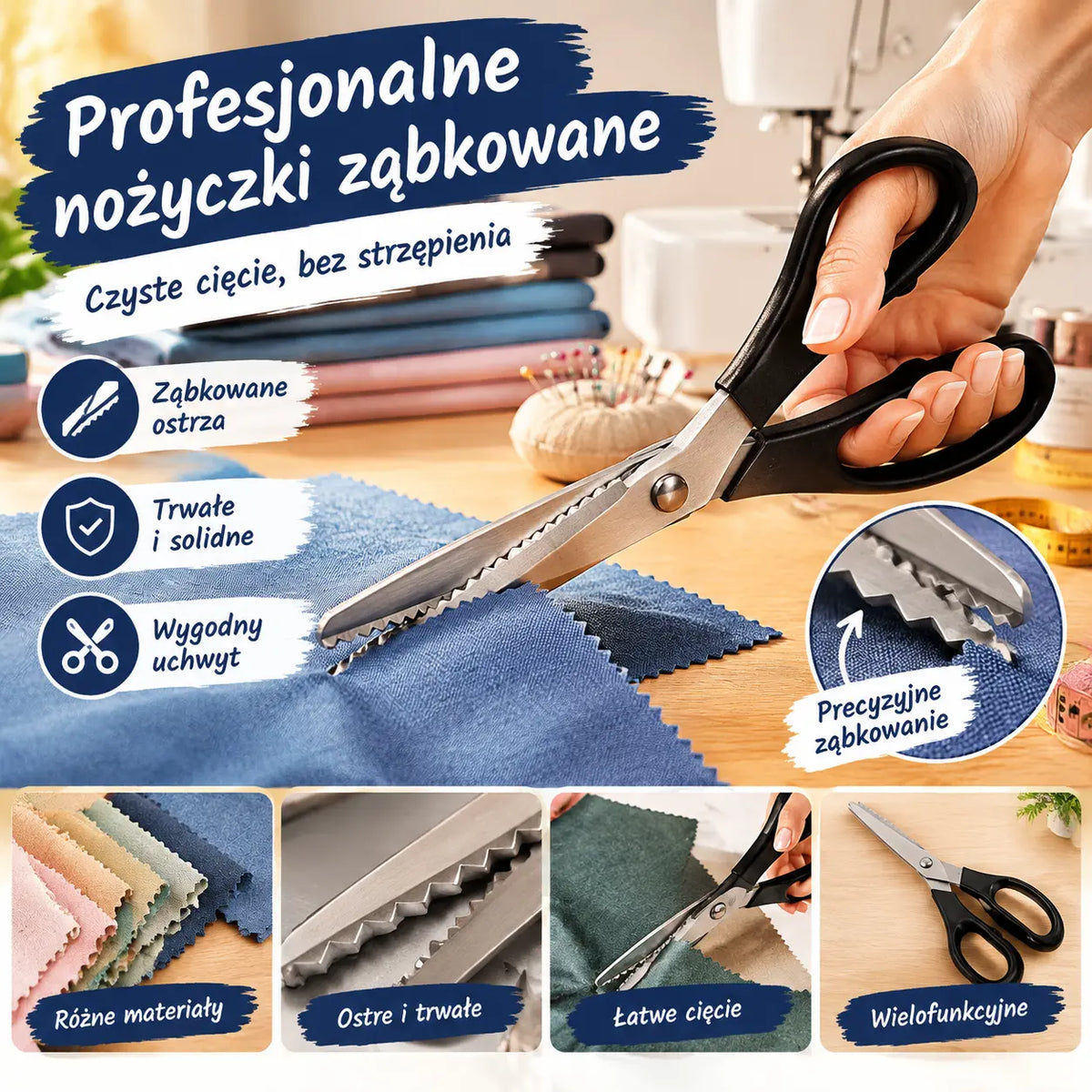 Kup 1, a 1 dostaniesz grati！ Profesjonalne nożyczki ząbkowane – ostre, ząbkowane nożyczki do tkanin