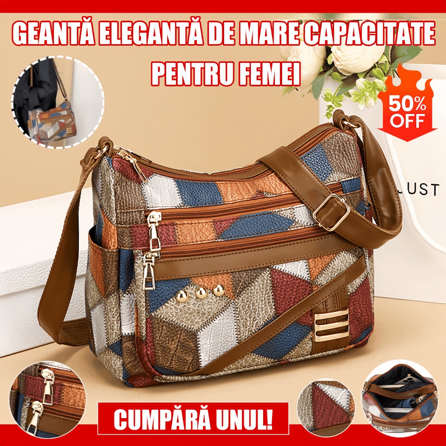 👜Bolso de hombro a juego de color de cuero suave de PU de nueva moda