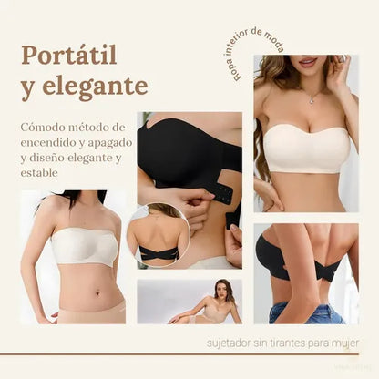 🌸🎁Conjunto de 3 sujetadores sin tirantes con efecto push-up e invisibles en tirante.