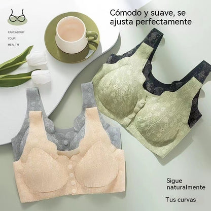 【Juego de 2 piezas】【M-4XL】Sujetador sin aros para mujer con botones frontales 【40-100 kg】