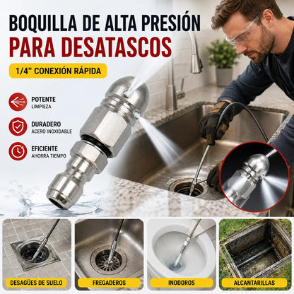 【2 pieza】Boquillas de alta presión para el lavado y la limpieza de tuberías, acoplamientos de conexión rápida para máquinas de lavado de coches/tuberías de agua.
