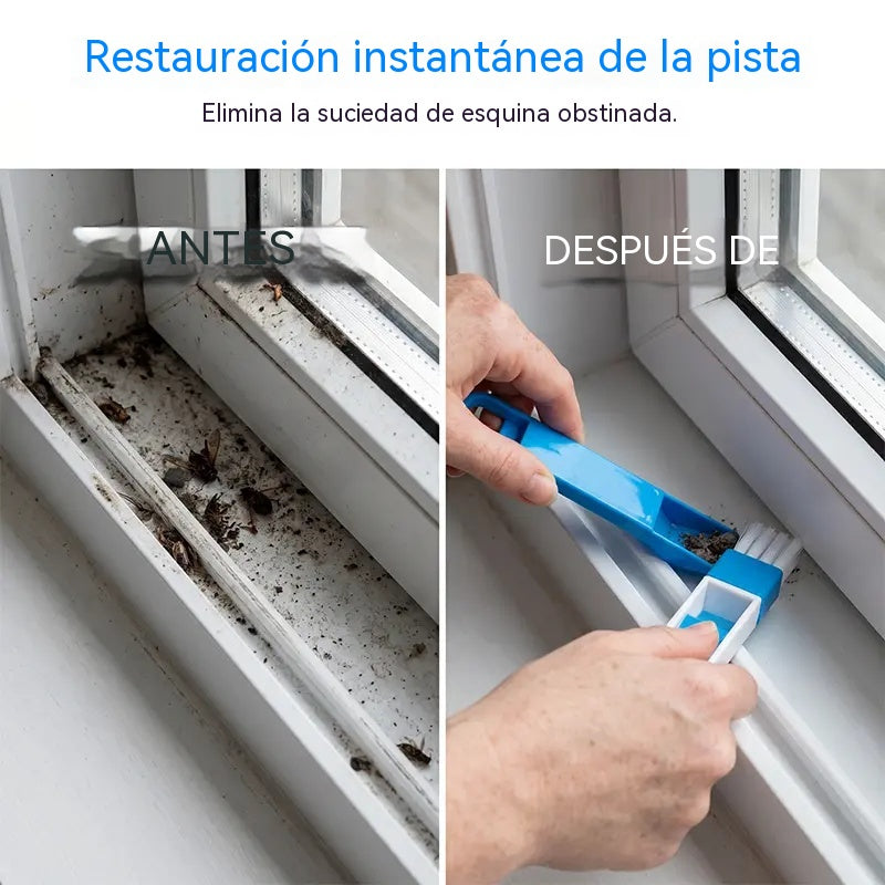 🪟【4 piezas 24 euros】⏰ Cepillo de limpieza 2 en 1: ideal para rieles o rincones de difícil acceso ✨🧹🏠