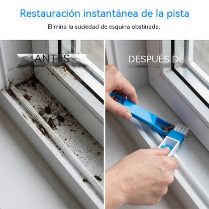 🪟【4 piezas 24 euros】⏰ Cepillo de limpieza 2 en 1: ideal para rieles o rincones de difícil acceso ✨🧹🏠
