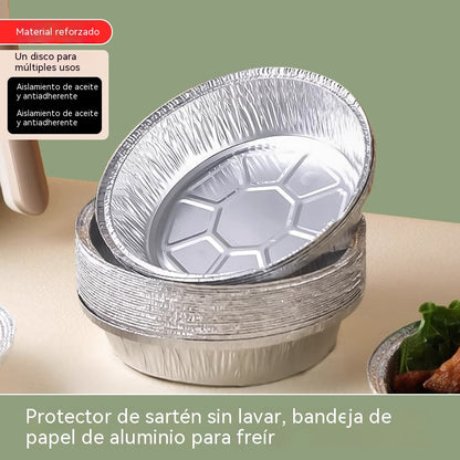 【50 piezas】🔥Bandejas de papel de aluminio reutilizables para hornos y freidoras de aire