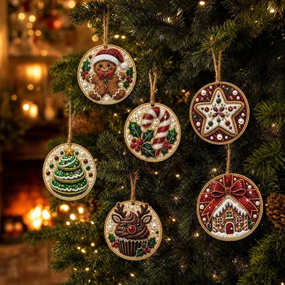 💖Un juego de 6 piezas por solo 23 euros.🎄✨Adornos navideños de madera hechos en casa