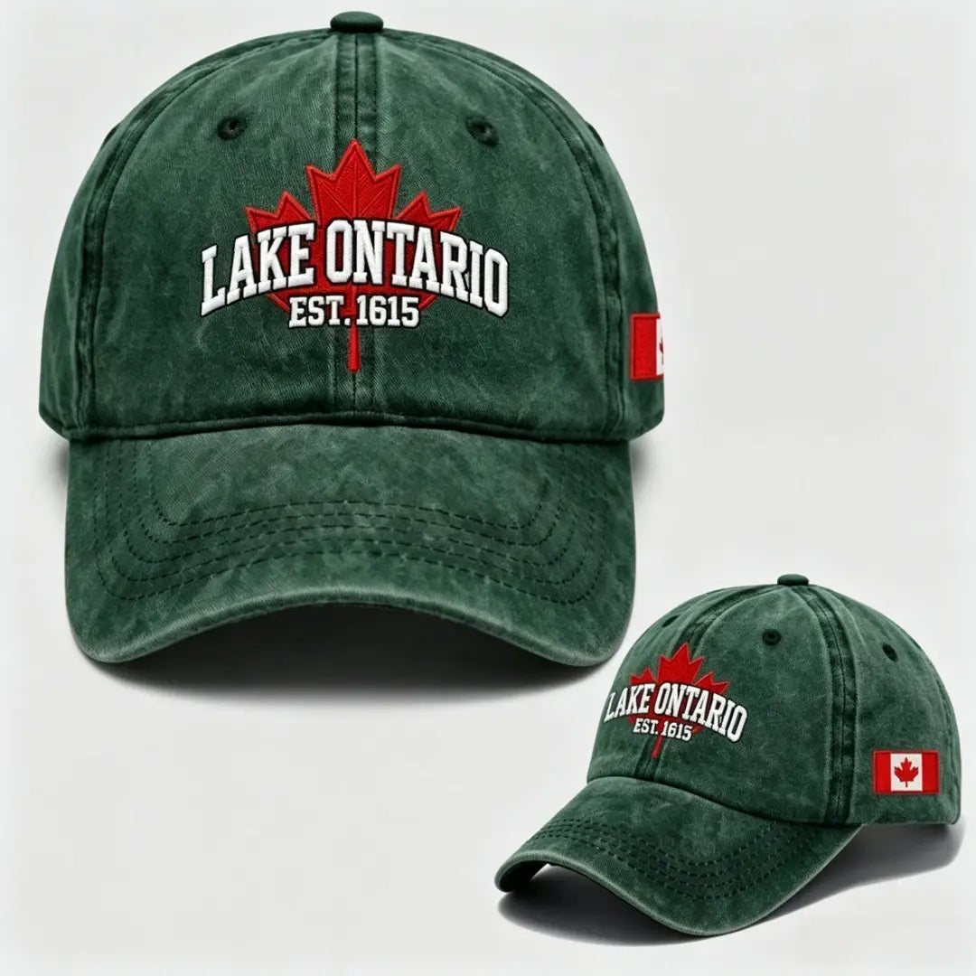 🧢🍁Nastavitelná retro kšiltovka s výšivkou javorového listu u jezera