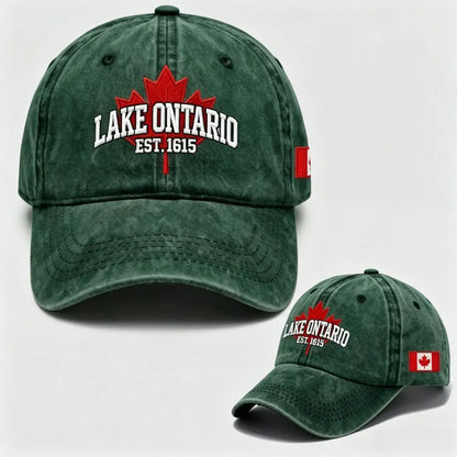 🧢🍁Nastavitelná retro kšiltovka s výšivkou javorového listu u jezera