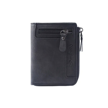 Cartera de cuero con cremallera para hombre, elegante y con estilo.