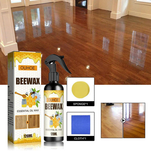 🔥【120 ml + esponja + paño】Spray de cera de abeja natural micromolecular para el cuidado de muebles, mantenimiento y pulido de suelos.