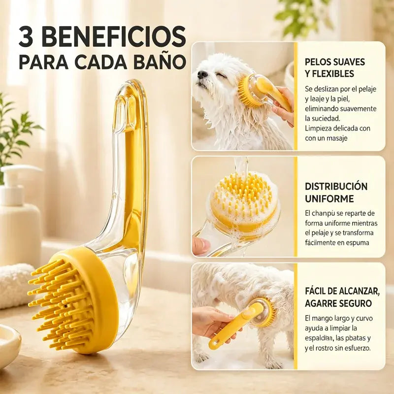 🥳Compra 1 y llévate 1 gratis🥳💞¡Más de 50.000 unidades vendidas!🛁🐾 Cepillo de baño todo en uno: dispensador de champú incorporado, cerdas de doble cara. Limpieza suave y fácil. ¡Un baño relajante para ti y tu mascota! 💧✨