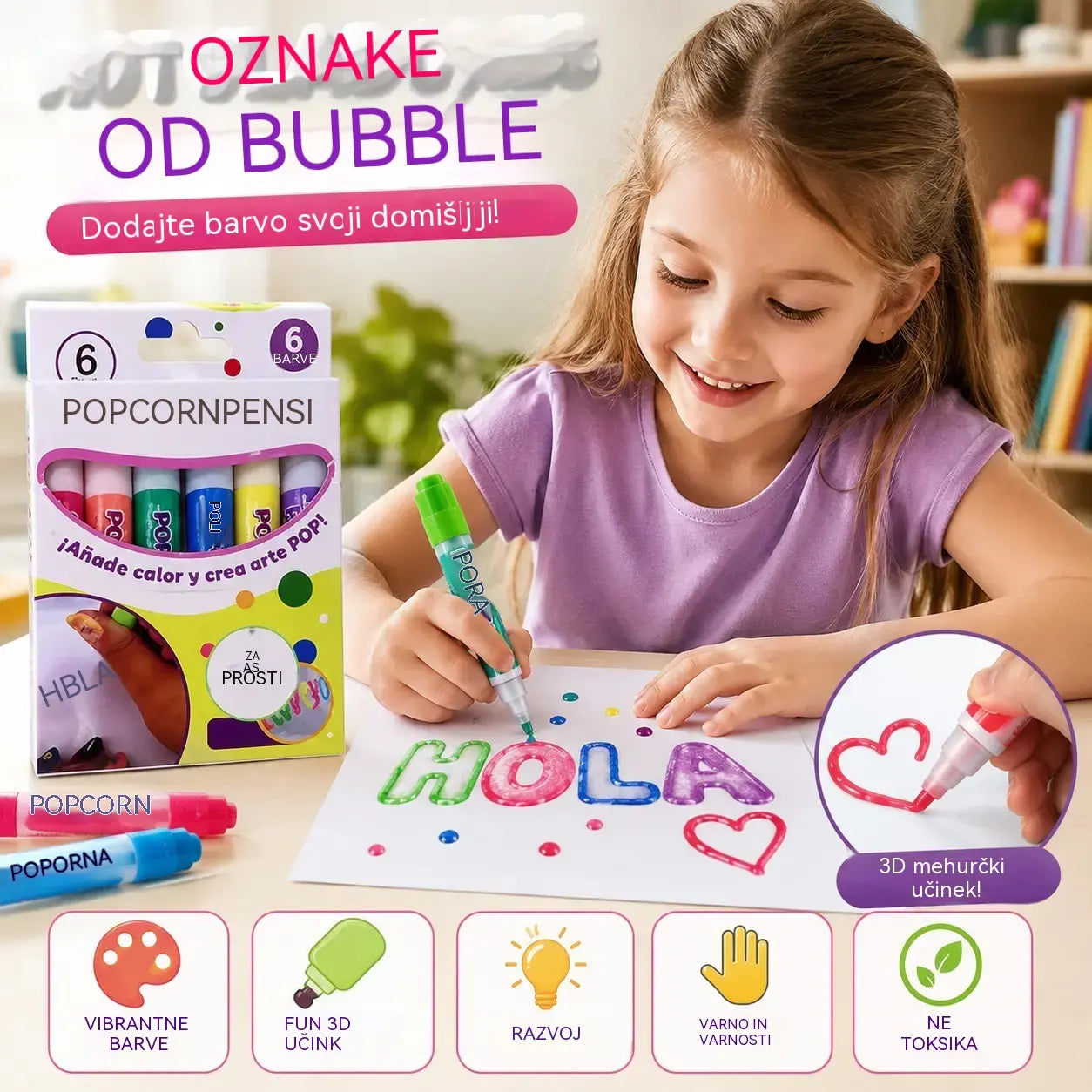 🎁【Kupite 1, dobite 1 gratis】3D-tiskalni peresnik za otroke: Risanje mehurčkov v slogu kokic (naredi sam)