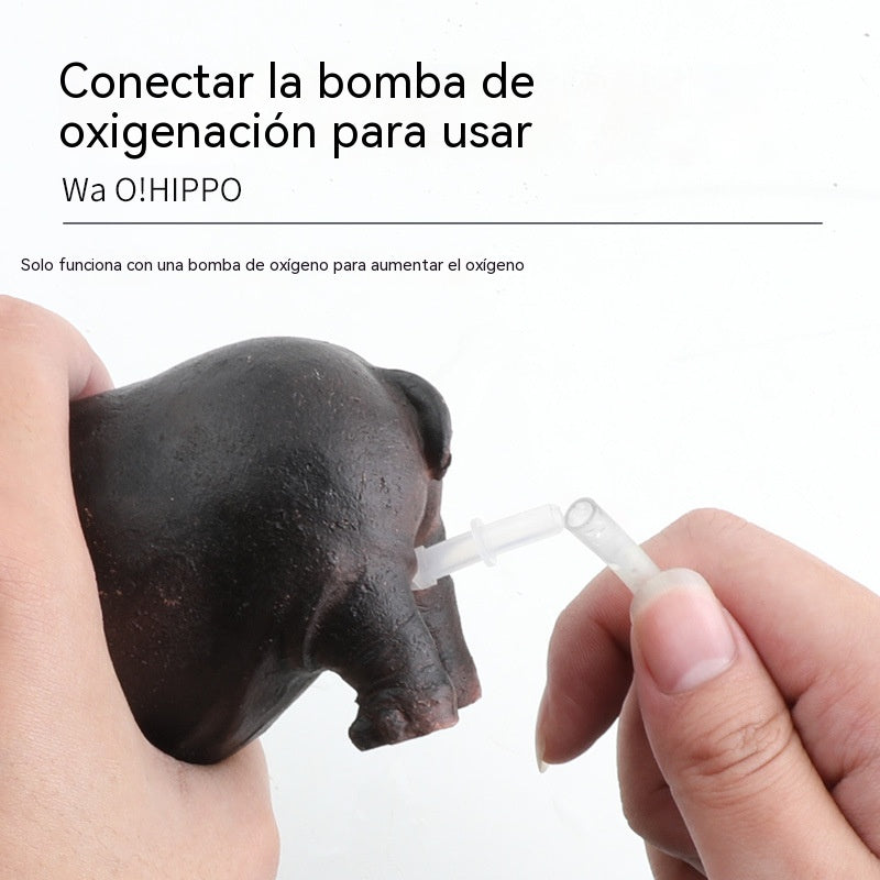 🔥【Hipopótamo + Bomba de aire】Bomba de aire de burbujas con forma de hipopótamo para acuario, adorno decorativo neumático para acuario