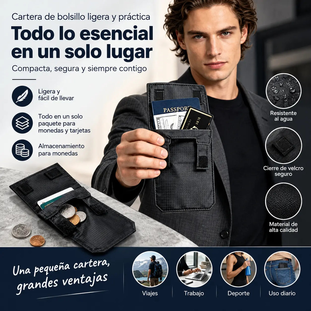 💳✈️ Riñonera Oculta de Viaje para Pasaporte, Dinero y Tarjetas – Monedero de Cintura Portátil y Seguro para Aeropuerto, Ciudad y Aventuras al Aire Libre 🌍