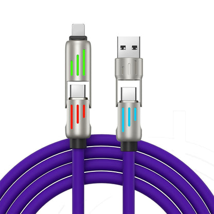 🔥 【2 unidades por 24 euros】 🔥 (1 metros de largo) Cable 4 en 1 PD 240 W – Carga rápida USB‑C, Lightning y USB‑A, aluminio y silicona, sincronización de datos ⚡📱
