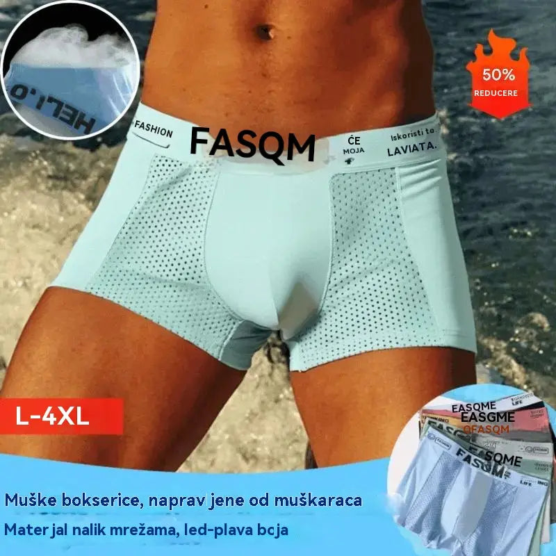 💥👍【Kupite 3, dobijte 3 gratis】【L-4XL】Muške prozračne mrežaste bokserice Ice Silk