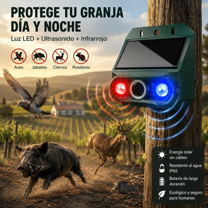 🔥Repelente solar ultrasónico para animales para exteriores: puede ahuyentar pájaros y animales.